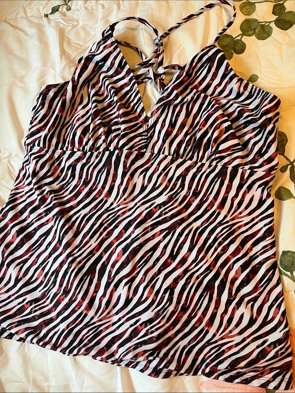 Animal Print Tankini Soze L No Tags